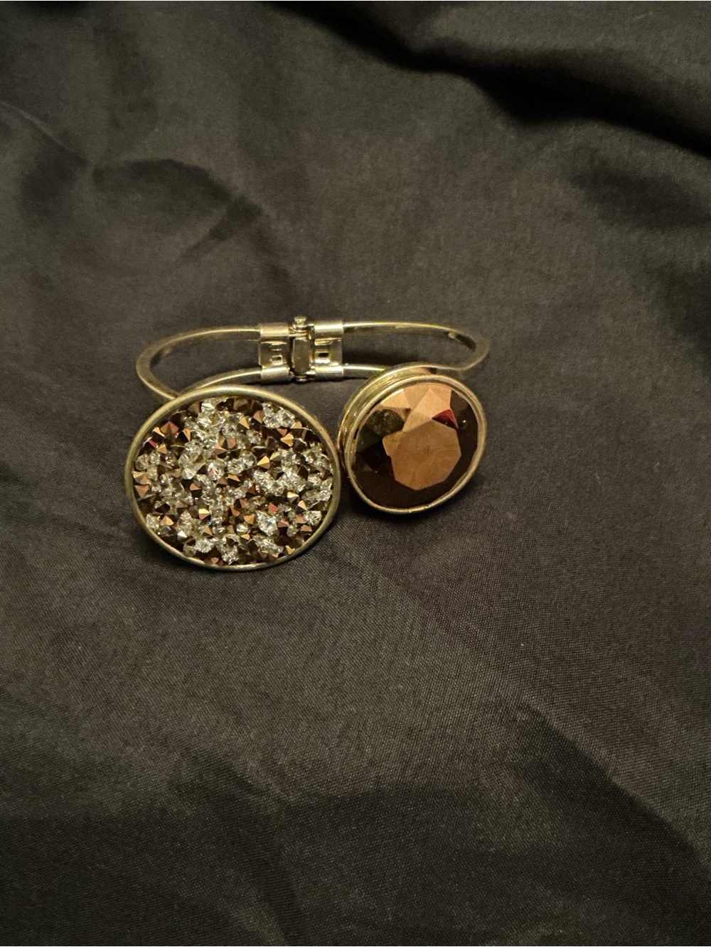 Kenneth Cole Gold-Tone Crystal Cluster & Brown Gem Cuff Bracelet